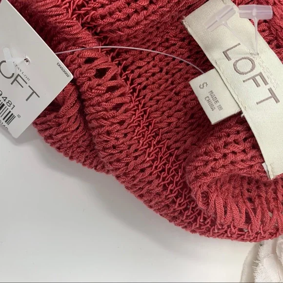 NEW Loft Burgundy Knit striped Sweater - Picture 5 of 6